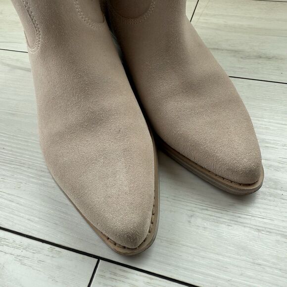 Nine West Texan Western Boot Women’s 7.5 Beige Blush Leather Pointed Toe Cowgirl - Picture 5 of 16